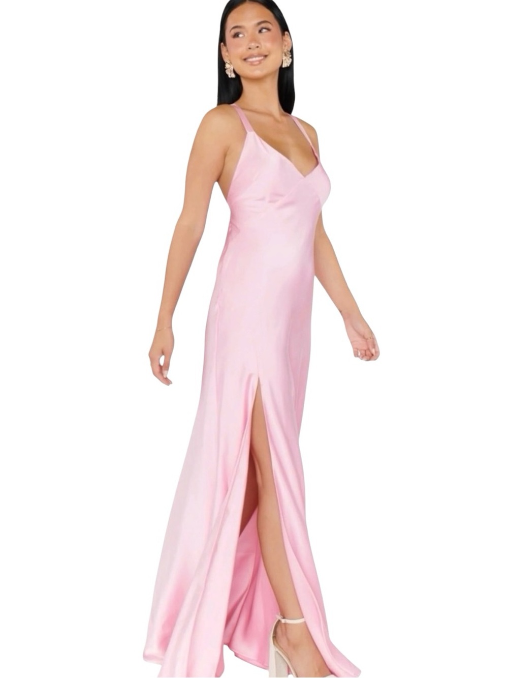 Show Me Your Mumu Anderson Maxi Dress Womens Small Light Pink Luxe Satin Lined